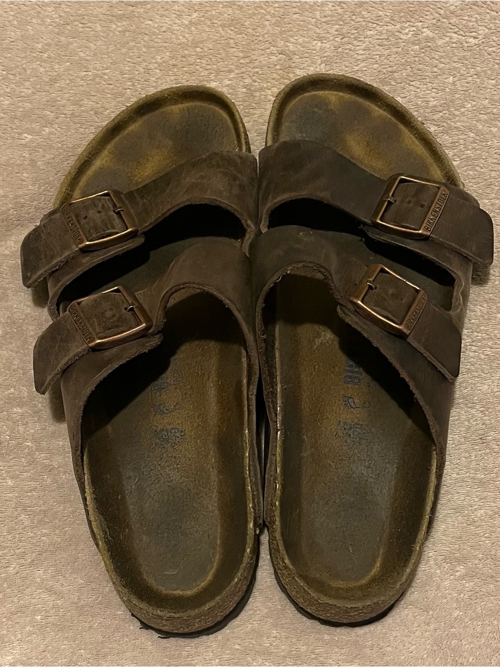 Birkenstock Dark Brown Leather Slide Sandal - Picture 4 of 8